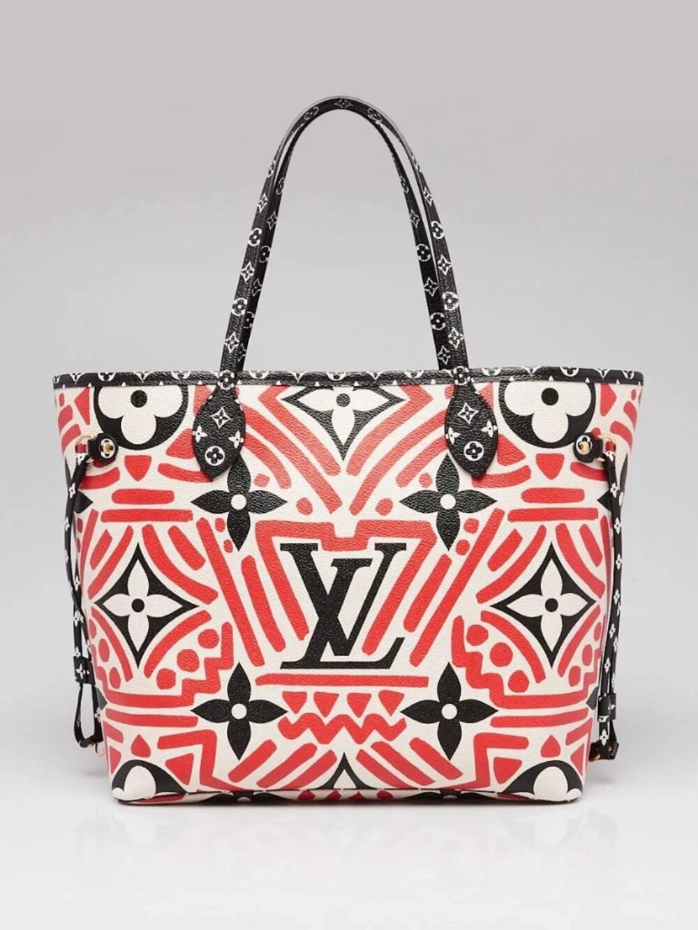 Louis Vuitton Limited Edition Cream/Red Monogram Canvas Crafty Neverfull MM N...